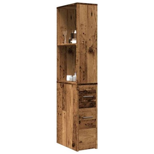 Armoire de salle de bain étroite avec roulettes vieux bois Vidaxl