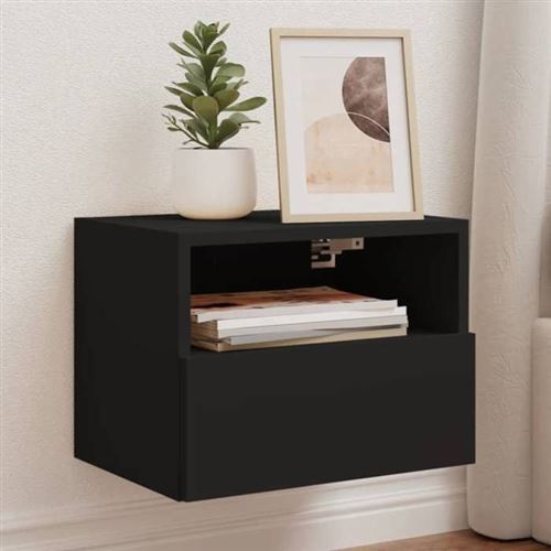 Vidaxl Noir Meubles Tv Muraux 2 Pcs 40X30x30 Cm Bois D'ingénierie 836843 - Image 3