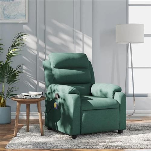 vidaXL Fauteuil de massage, relaxation tissu vert foncé