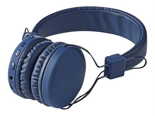 Nedis HPBT1100BU - Koptelefoon met micro - op oor - Bluetooth - draadloos - 3,5 mm-stekker - blauw