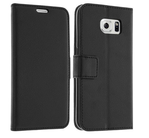 Coque pour Samsung Galaxy S6 – Etui Portefeuille Noir Protection Rabat Clapet Aimanté Rangement Cartes [Phonillico®]