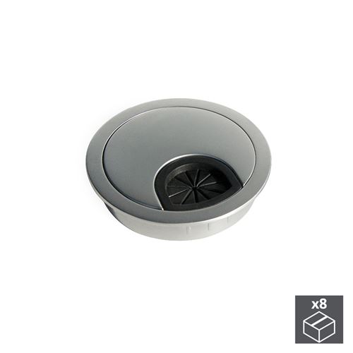 Emuca Couvercle passe-câbles circulaire, D. 60 mm, à encastrer, Zamak, Chromé mat, 8 ut.