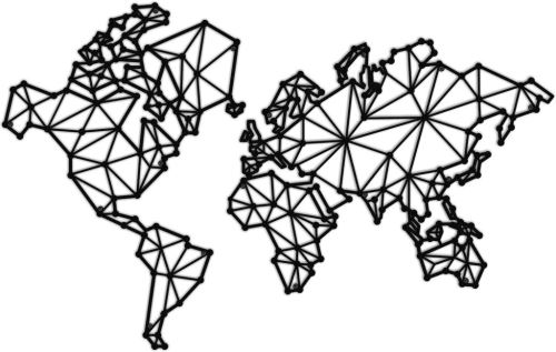 HOMEMANIA Décoration Murale World Map Series 1 - Art Mural - Monde - pour Séjour, Chambre - Noir en Métal, 110 x 1,5 x 70 cm
