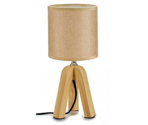 Lampe à Poser Base Céramique Effet Bois Abat-jour Beige