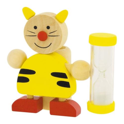 Porte brosse à dents Sablier chat en bois pour Enfant