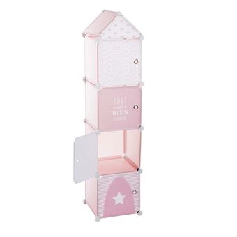 Colonne de rangement pour enfant rose - 1