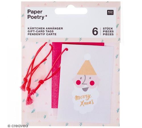 Mini cartes à accrocher - Noël Pastel - 5 x 7,5 cm - 6 pcs