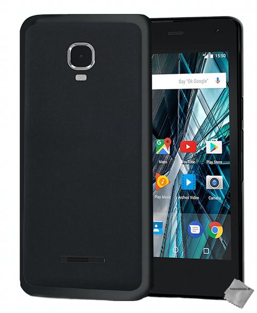 Housse etui coque pochette silicone gel fine pour Archos Sense 47X avec film ecran - NOIR