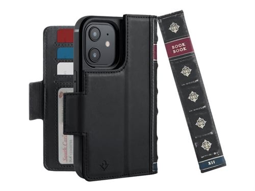 Twelve South BookBook vol. 2 - Boîtier de protection protection à rabat pour téléphone portable - cuir - noir - pour Apple iPhone 12 mini