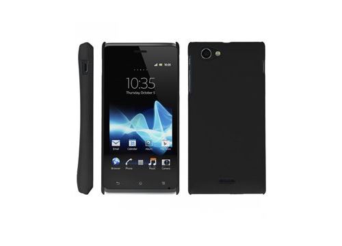 Coque rigide Noire pour Sony Xperia J aspect mat toucher rubber gomme