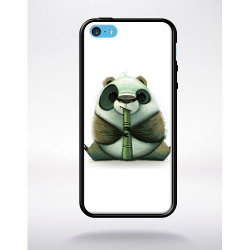 Coque funny panda pipo roseau compatible apple iphone 5c bord noir silicone