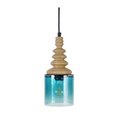 ZILINDROA Suspension verre 12x12x90 cm Dégradé pétrole