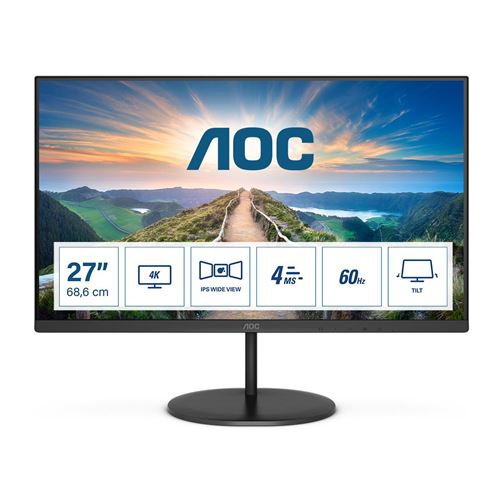 Aoc Noir V4 U27v4ea Écran Plat De Pc 68,6 Cm (27 ) 3840 X 2160 Pixels 4K Ultra Hd Led - Neuf - Image 3