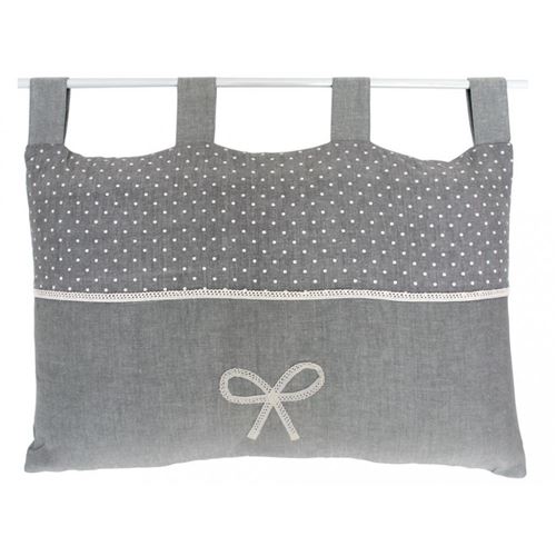 Tête de lit brodé déhoussable 45x70 cm EMILIE gris par Soleil d'ocre
