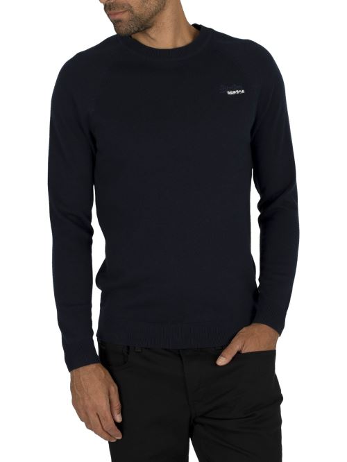 Superdry Pour des hommes Crew Cotton Cotton Label Orange, BleuS