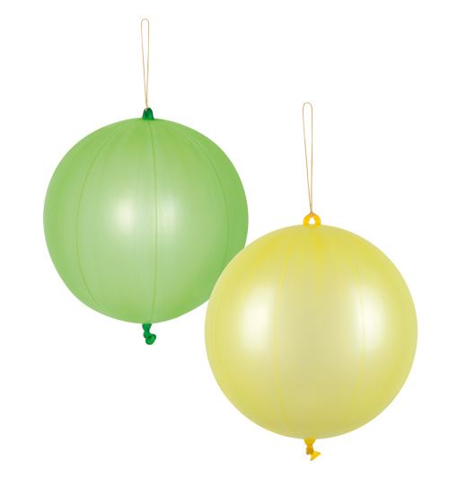 Boland ballons Poinçon 52 cm latex vert/jaune 2 pièces