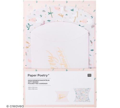 Lot de pochettes cadeaux - Noël Pastel - 2 tailles - 6 pcs