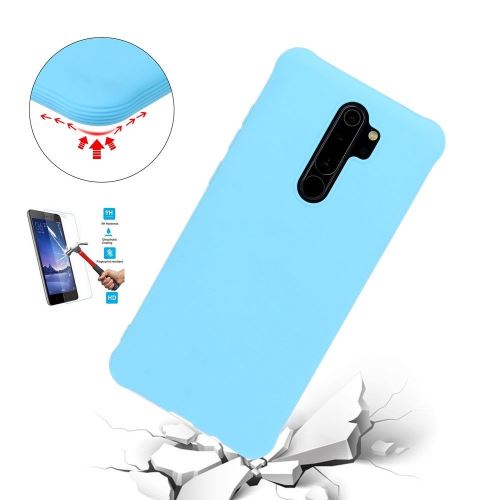 Coque Pour Xiaomi Redmi Note 8 Pro Tpu Bleu Avec Film Verre Trempé Housse Etui En Silicone Gel Souple hfs-house®