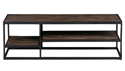 Table basse en bois naturel et métal noir - H.40 x L.120 x P.60 cm -PEGANE-