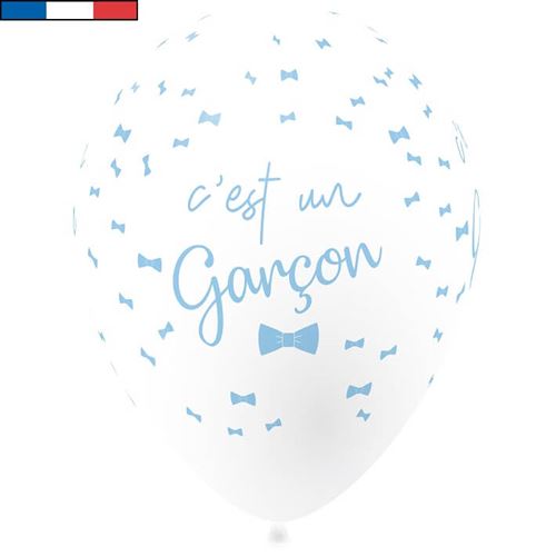Ballon français baby shower garçon bleu 30cm (x8) REF/35582