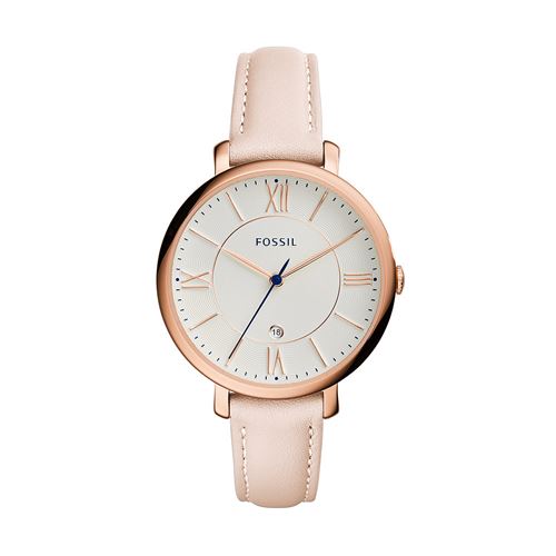 Montre Fossil pour femme - Jacqueline trois aiguilles, date, acier inoxydable ton or rose, ES3988