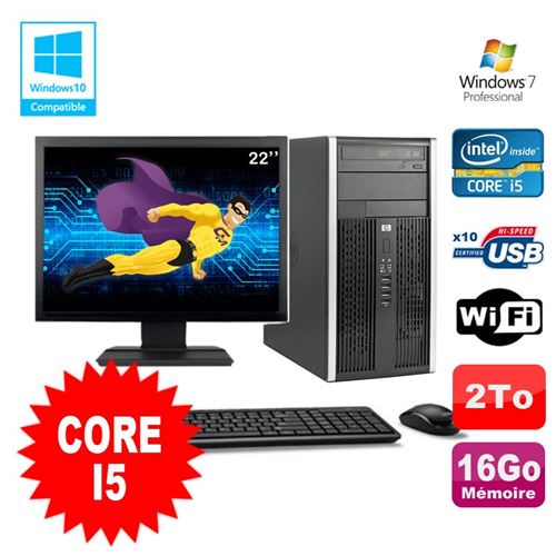 Pc tour hp pro 6200 core i5 3.1ghz 16go 2000go graveur wifi w7 ecran 22' État correct - Hewlett-Packard reconditionné disponible sur Fnac