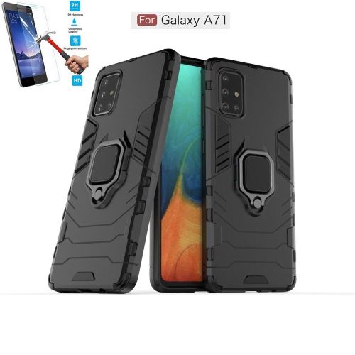 Coque Samsung Galaxy A71 Anti Choc Noir Avec Film Verre Trempé Housse Etui Antichoc Armor Avec Support Magnétique hfs-house®