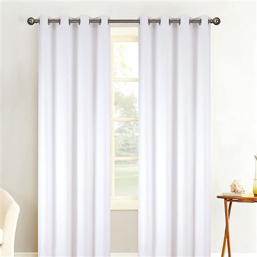 Paire de rideaux obscurcissant Plain - blanc - Dimensions : 140x260cm