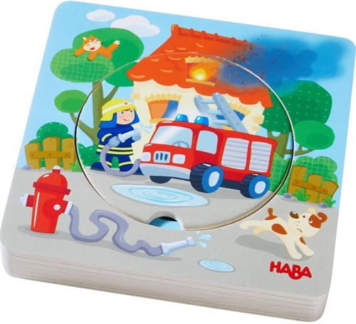 Haba casse-tête en bois incrusté action pompiers junior 5 pièces