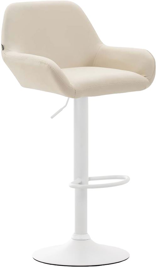 CLP Tabouret de bar Braga similicuir avec pied en métal , Crème/Blanc