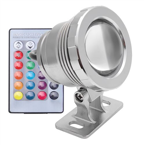 Lampe d'aquarium Projecteur de jardin étanche LED RVB AC / DC 12V Argenté