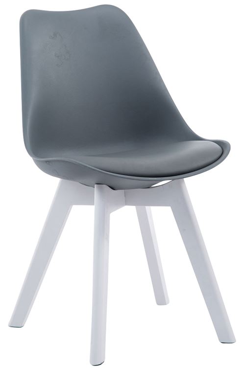 Chaise de visiteur Borneo V2 similicuir , Gris/Bois de chêne Blanc