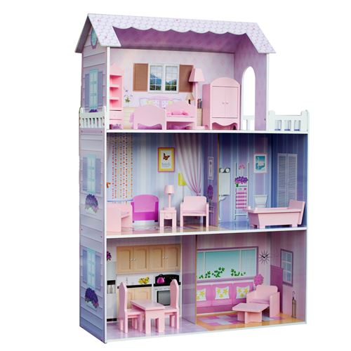 Grande Maison de poupée en bois Rose 13 accessoires enfant Teamson Kids Dreamland Tiffany KYD-10922A