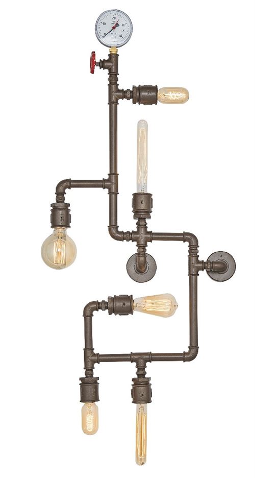 HOMEMANIA Lampe Murale Metal Applique - Marron Foncé en Métal, 20 x 120 x 50 cm, 6 x E27, 40W