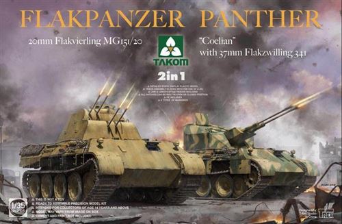 Flakpanzer Panthercoelian With 37mm Flakzwilling 341&20mm Flakvierling 2in1- 1:35e - Takom