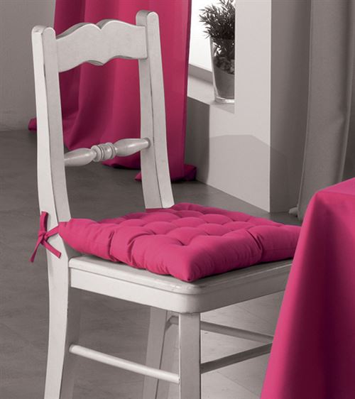 Assise matelassee 40 x 40 cm polyester uni essentiel Fuchsia