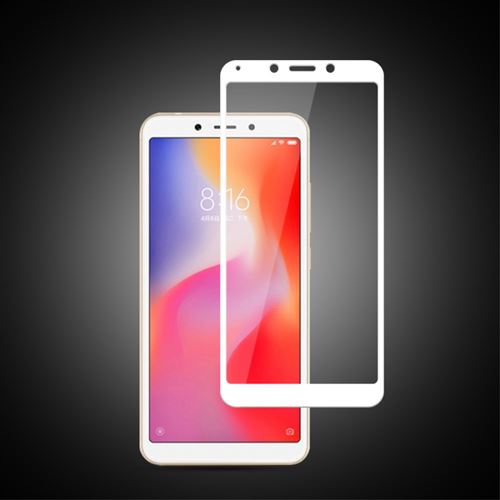 Protecteur écran en verre trempé soie imprimée couverture complète blanc pour votre Xiaomi Redmi 6/Redmi 6A