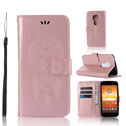 Etui en PU Attrape-rêve de hibou Or rose pour votre Motorola Moto E5 Play Go