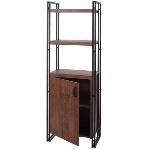 Bibliothèque MENDLER HWC-A27, 165x55cm, compartiment avec porte, aspect chêne