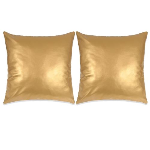 vidaXL Jeu de coussin 2 pcs PU 60 x 60 cm Doré
