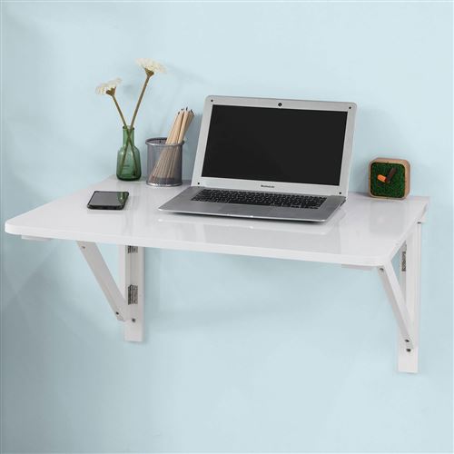 SoBuy® FWT05-W Bureau Table de Cuisine Table Murale Rabattable en Bois 75×60cm - Blanc