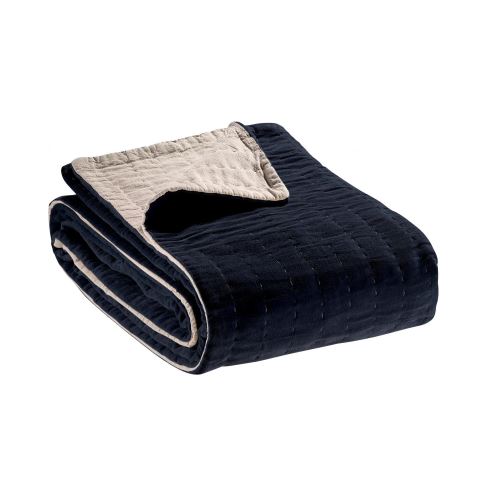 Plaid uni Elise cobalt 140 x 200 cm Vivaraise
