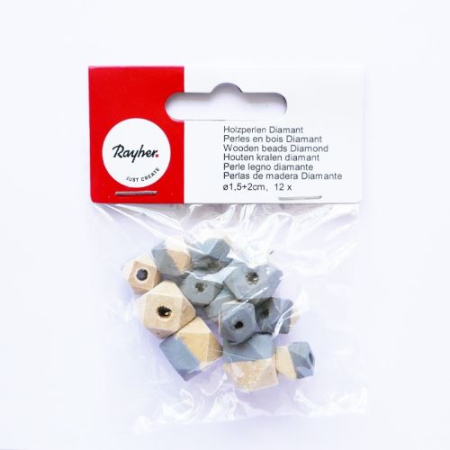 Perles en bois diamant - gris