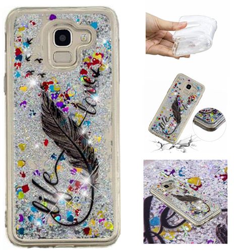 Coque en TPU sables mouvants pattern plume pour votre Samsung Galaxy J6 (2018)
