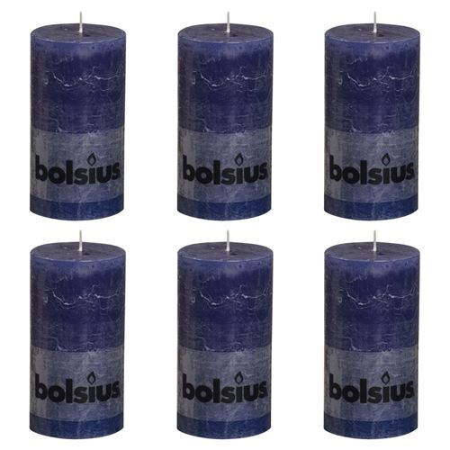 Bolsius Bougies pilier rustiques 6 pcs 130x68 mm Bleu foncé