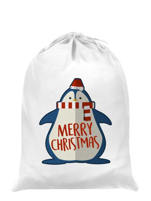 Sac de Père Noël Cute Christmas Penguin blanc