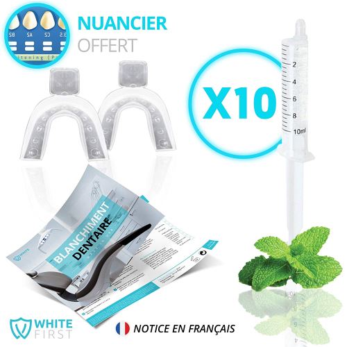 Kit blanchiment dents - 10 recharges gel blanchiments des dents parfum menthe fraîche - White First
