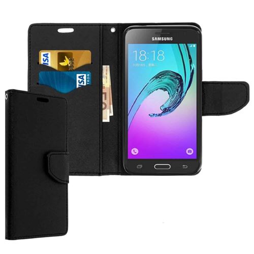 Etui Noir Portefeuille pour Samsung Galaxy J3 2016