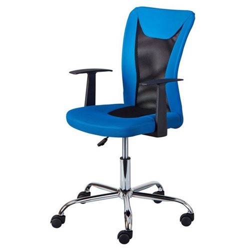 Chaise de bureau à roulettes Donny - l 48 x P 55 x H 89-99 cm - Bleu