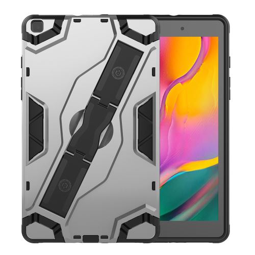 Coque en TPU style de bouclier antichoc avec béquille en sangle argent pour votre Samsung Galaxy Tab A 8.0 Wi-Fi (2019) SM-T290